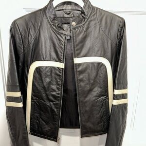 Wilsons Leather Vintage Maxima - Black Moto Jacket with Stripes
